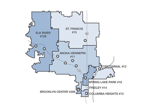 Map of 8 partnering school districts Map of 8 partnering school districts