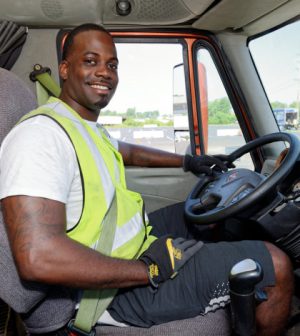 Person driving truck 